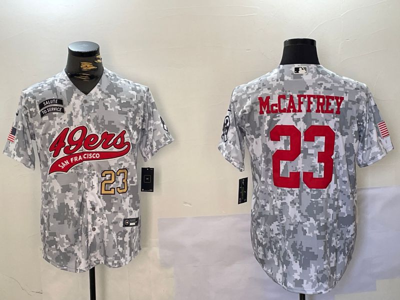 Men San Francisco 49ers #23 Mccaffrey Nike Arctic Camo 2024 Salute to Service Limited NFL Jersey style 4->san francisco 49ers->NFL Jersey